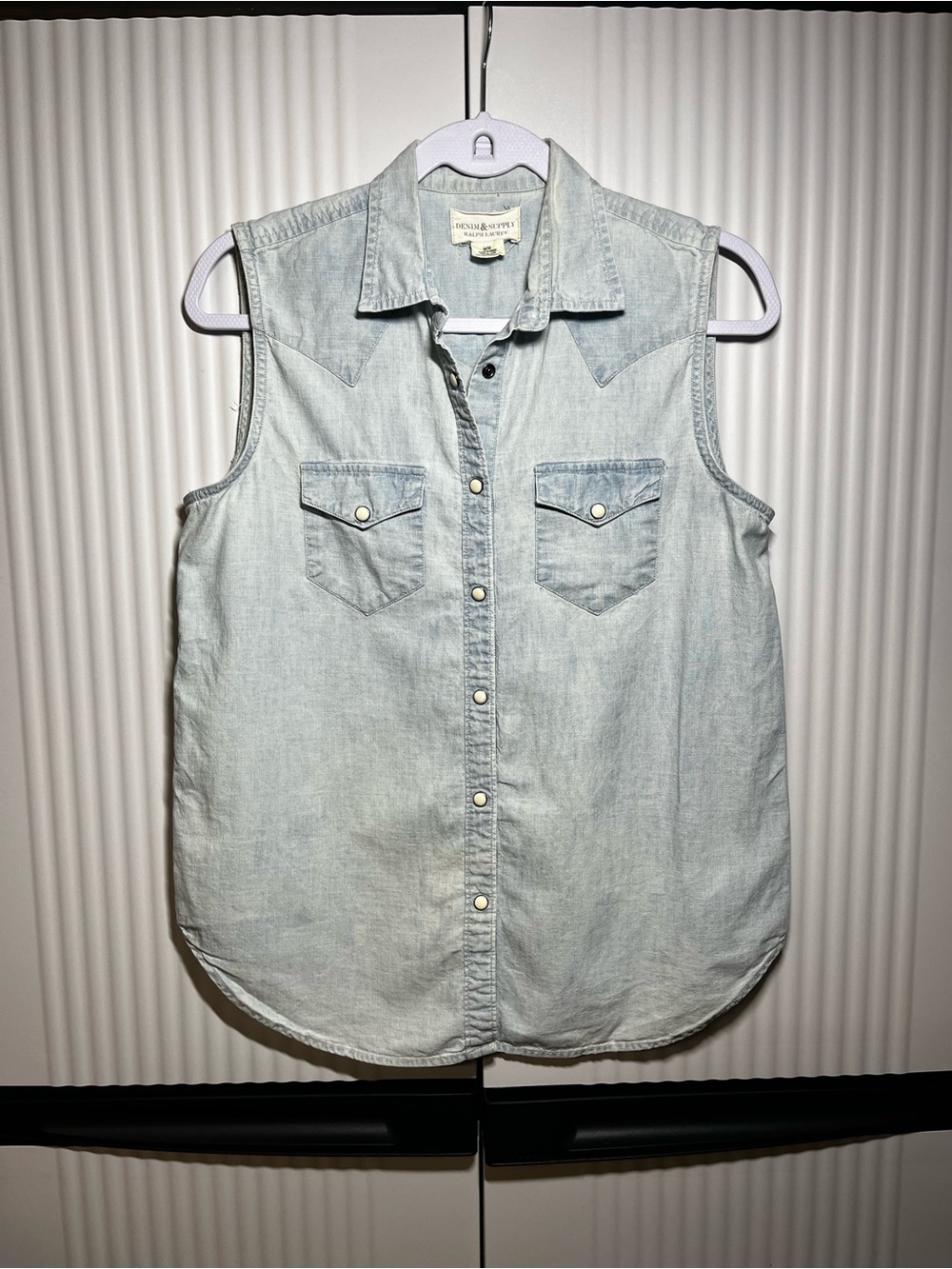 Denim & Supply Ralph Lauren Light Blue Sleeveless Denim Button-Down